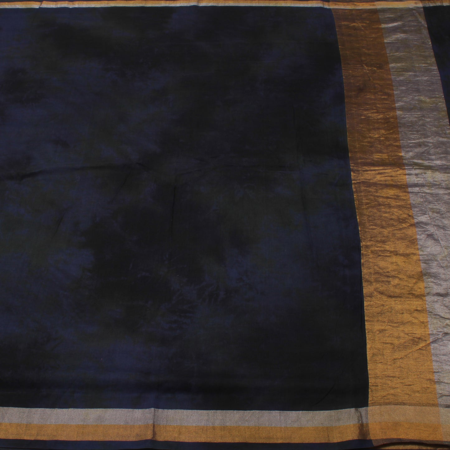 Sushila Vintage Blue Indian Saree 100% Pure Cotton Tie-Dye Sari Craft Fabric