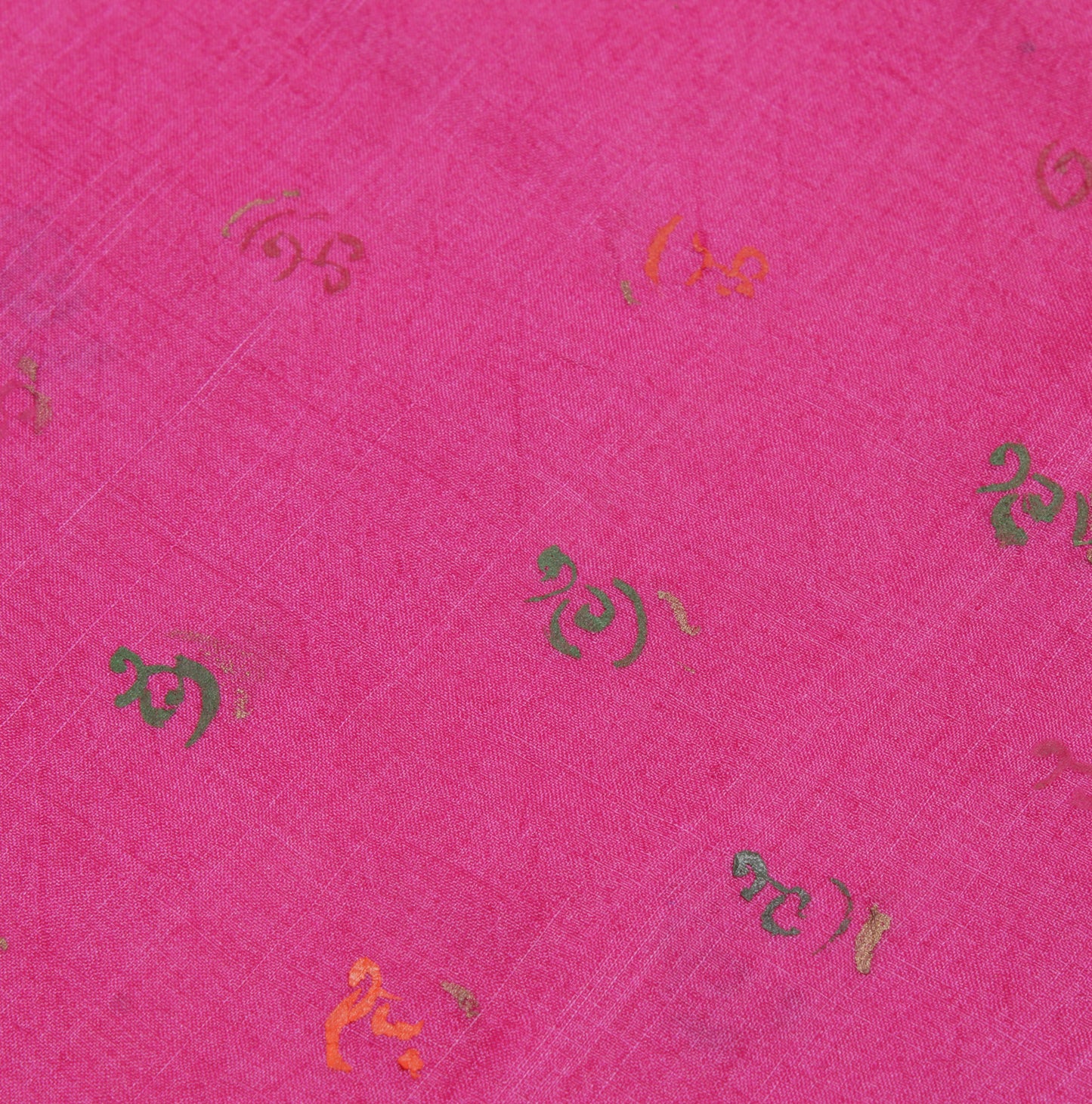 Sushila Vintage Magenta Saree 100% Pure Silk Printed Sari Craft 5 Yard Fabric