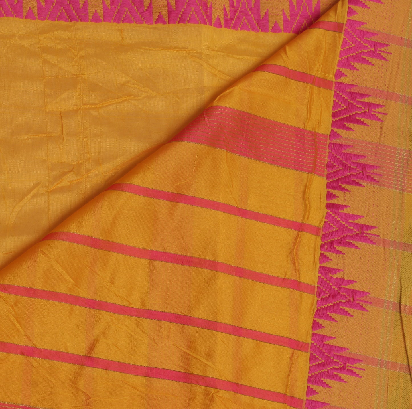 Sushila Vintage Mustard Indian Saree 100% Pure Silk Woven Sari Craft Fabric