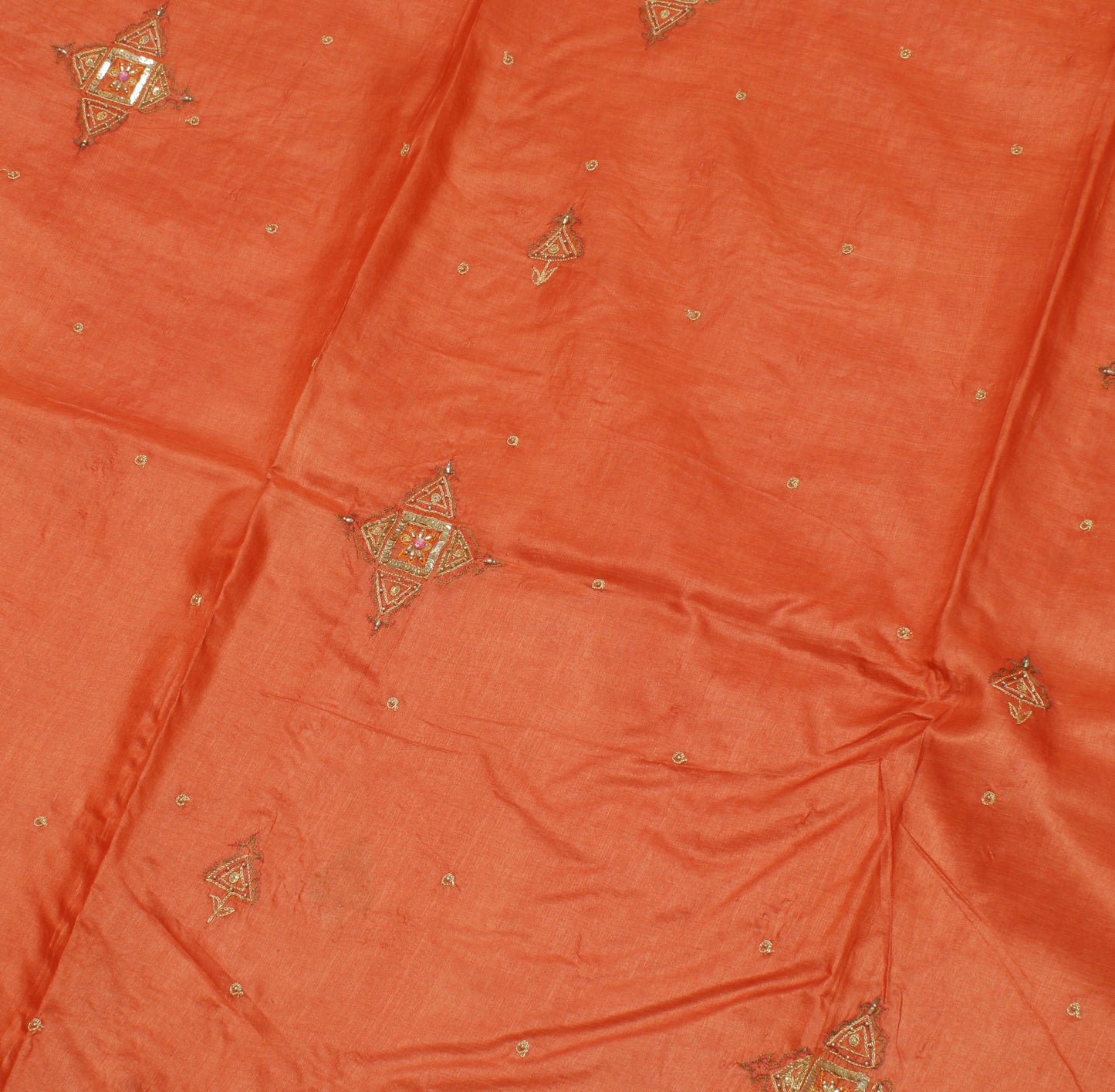 Sushila Vintage Rust Saree 100% Pure Silk Woven & Embroidered Sari 5 Yard Fabric