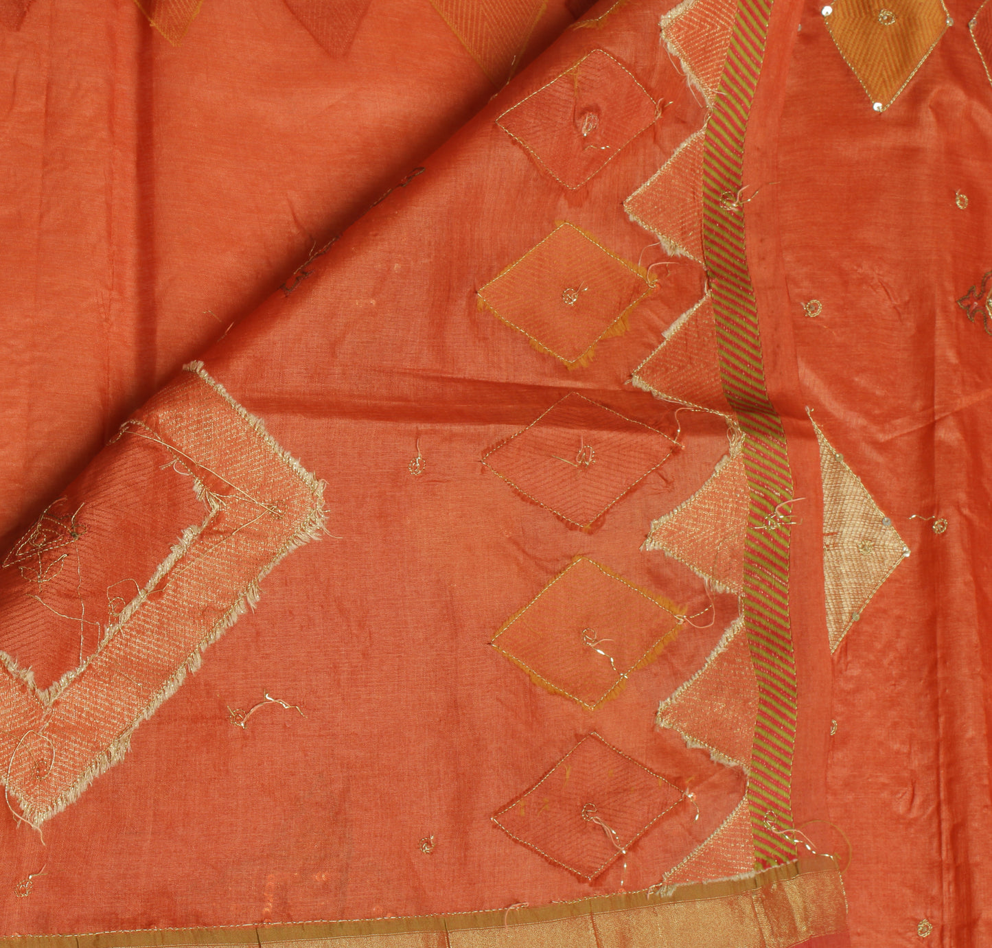 Sushila Vintage Rust Saree 100% Pure Silk Woven & Embroidered Sari 5 Yard Fabric