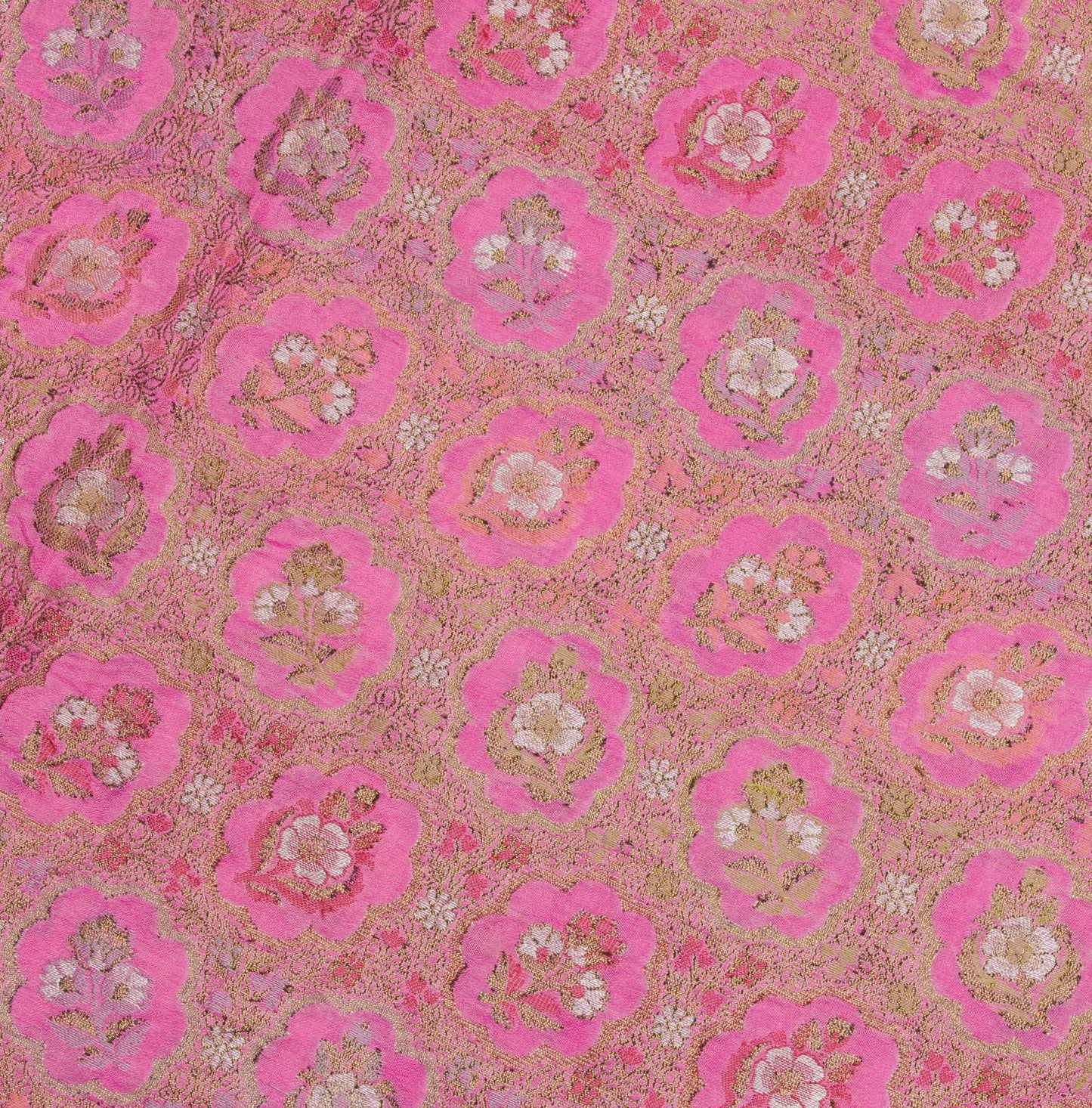 Sushila Vintage Pink Saree 100% Pure Silk All Over Woven Floral Sari Fabric