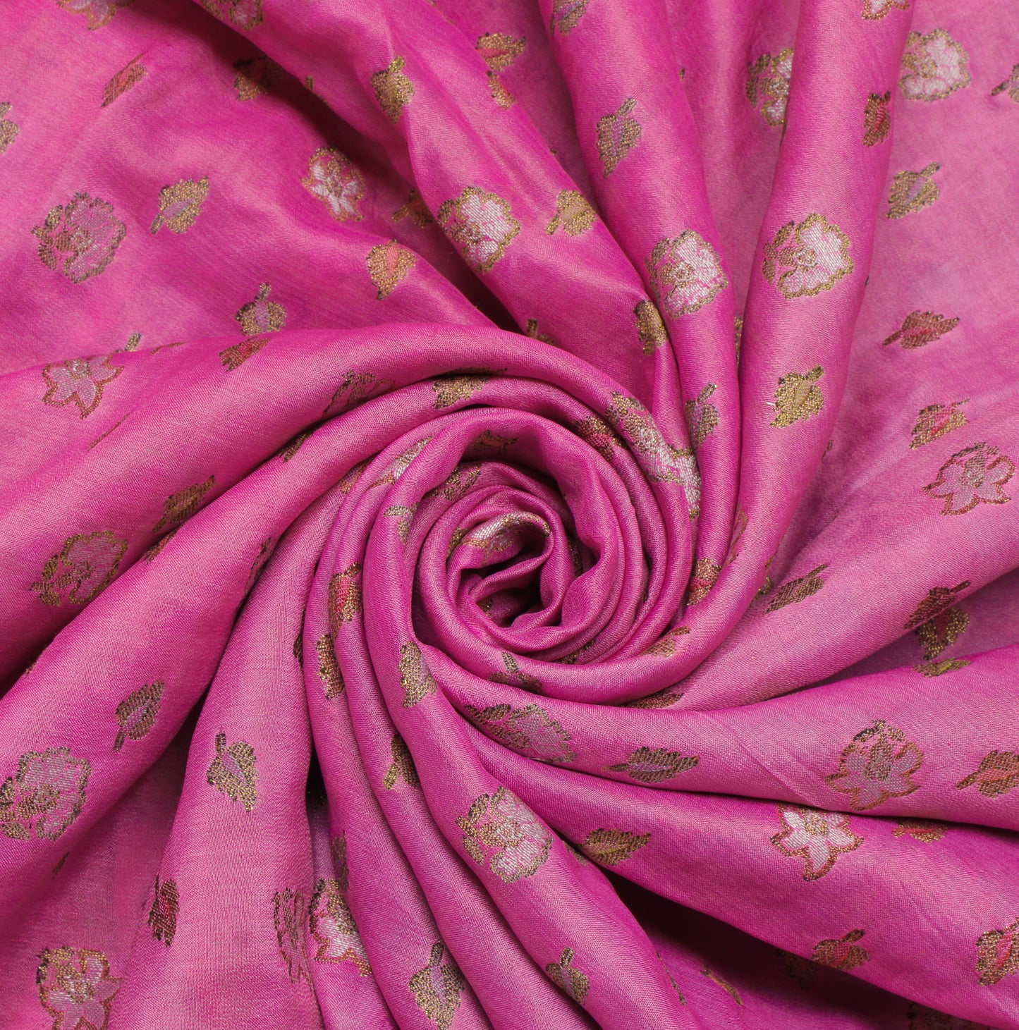 Sushila Vintage Pink Saree 100% Pure Silk All Over Woven Floral Sari Fabric