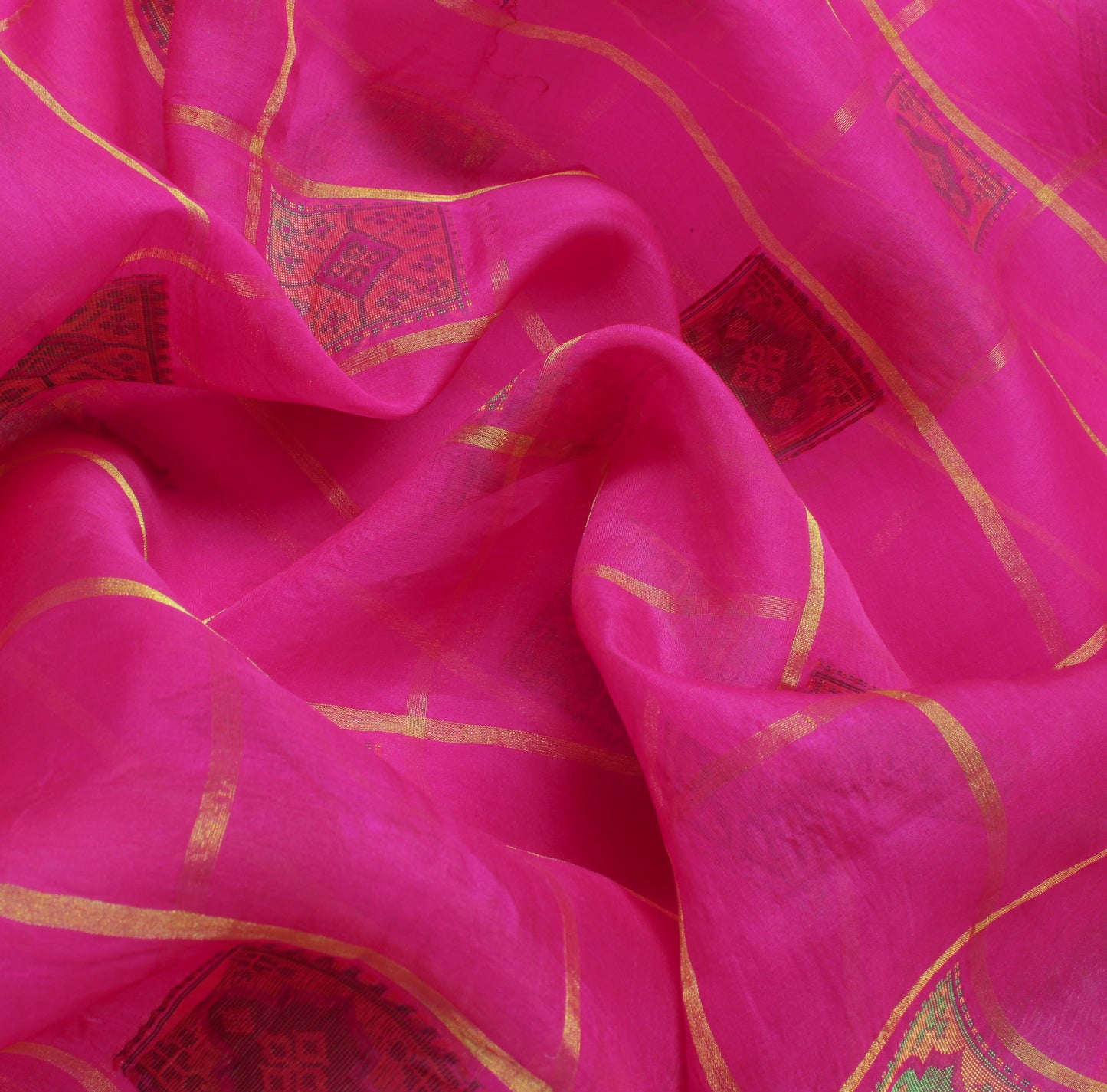 Sushila Vintage Magenta Saree 100% Pure Silk Woven Sari Craft 5 Yard Fabric