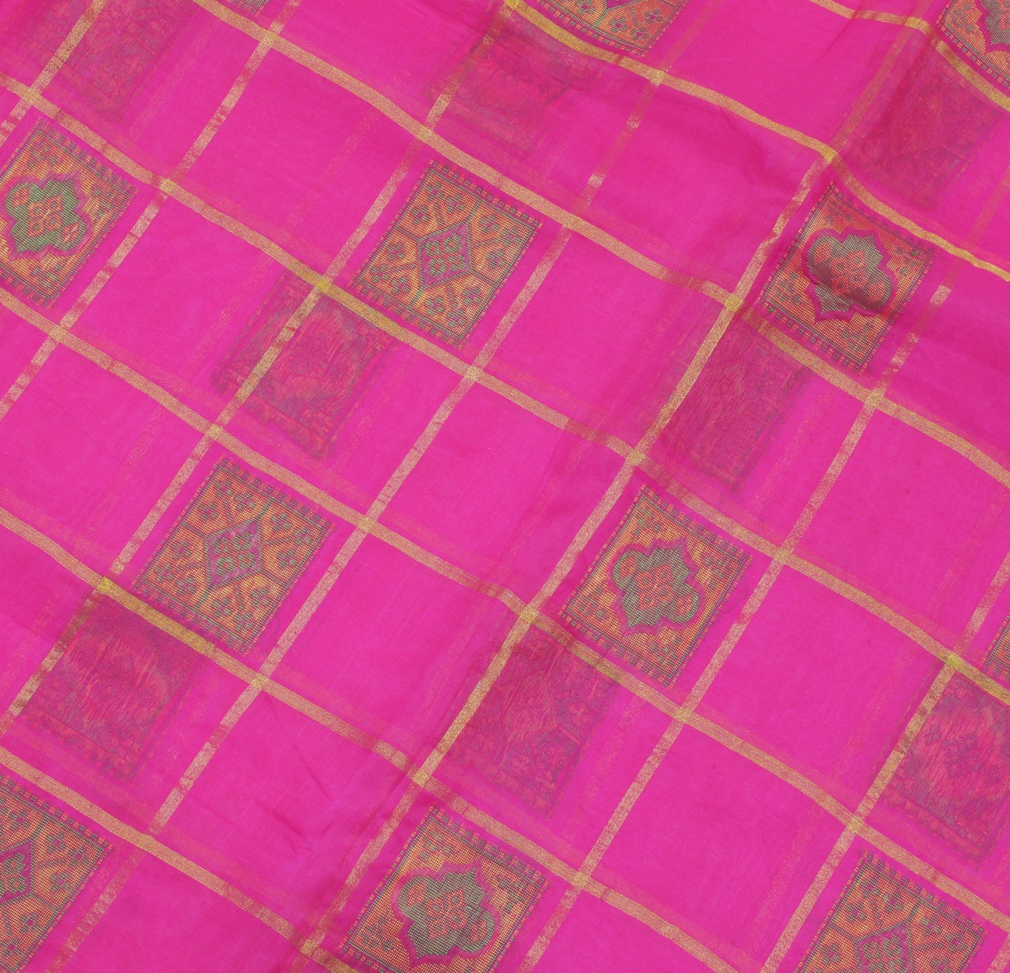 Sushila Vintage Magenta Saree 100% Pure Silk Woven Sari Craft 5 Yard Fabric