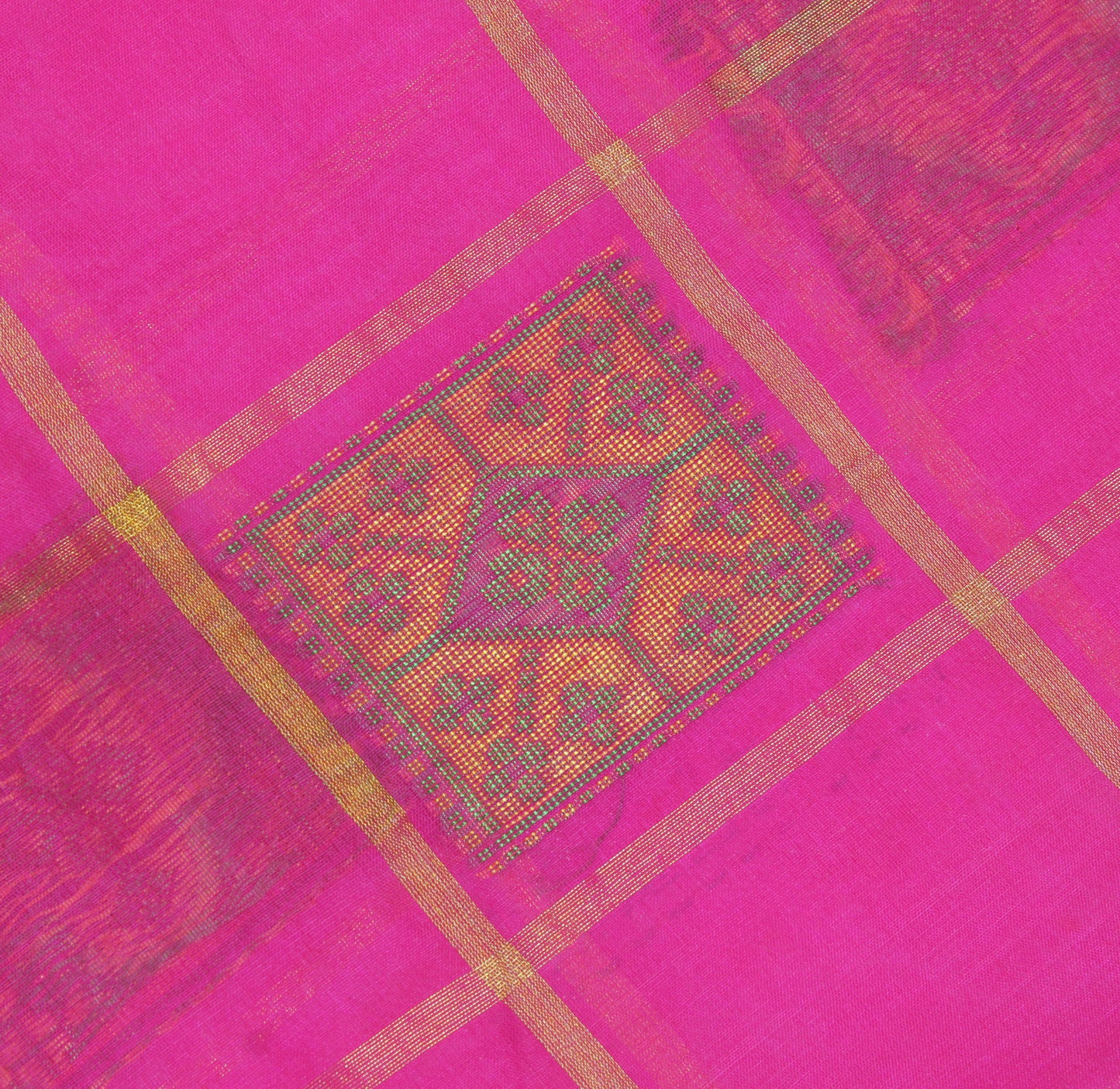 Sushila Vintage Magenta Saree 100% Pure Silk Woven Sari Craft 5 Yard Fabric