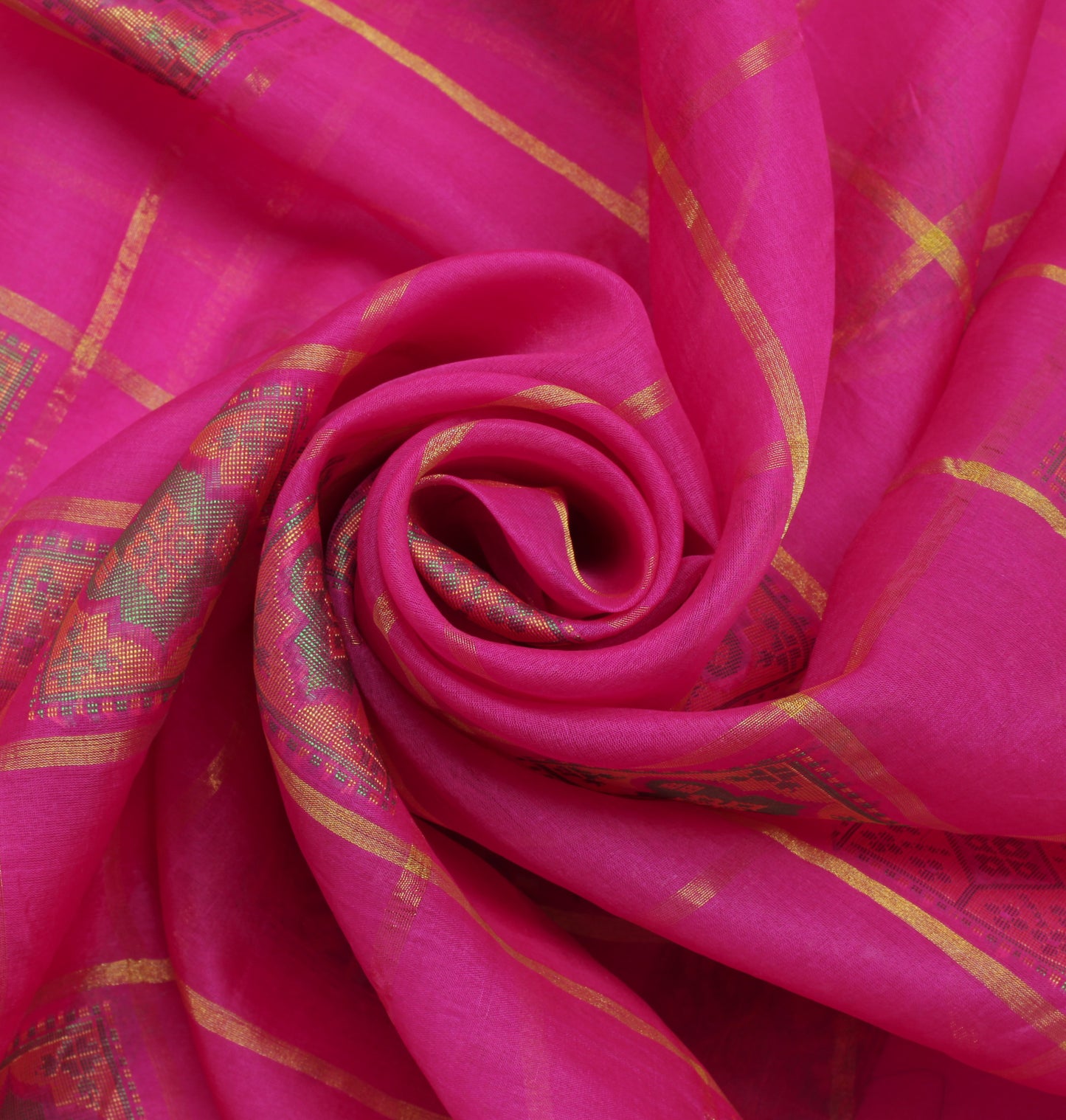 Sushila Vintage Magenta Saree 100% Pure Silk Woven Sari Craft 5 Yard Fabric