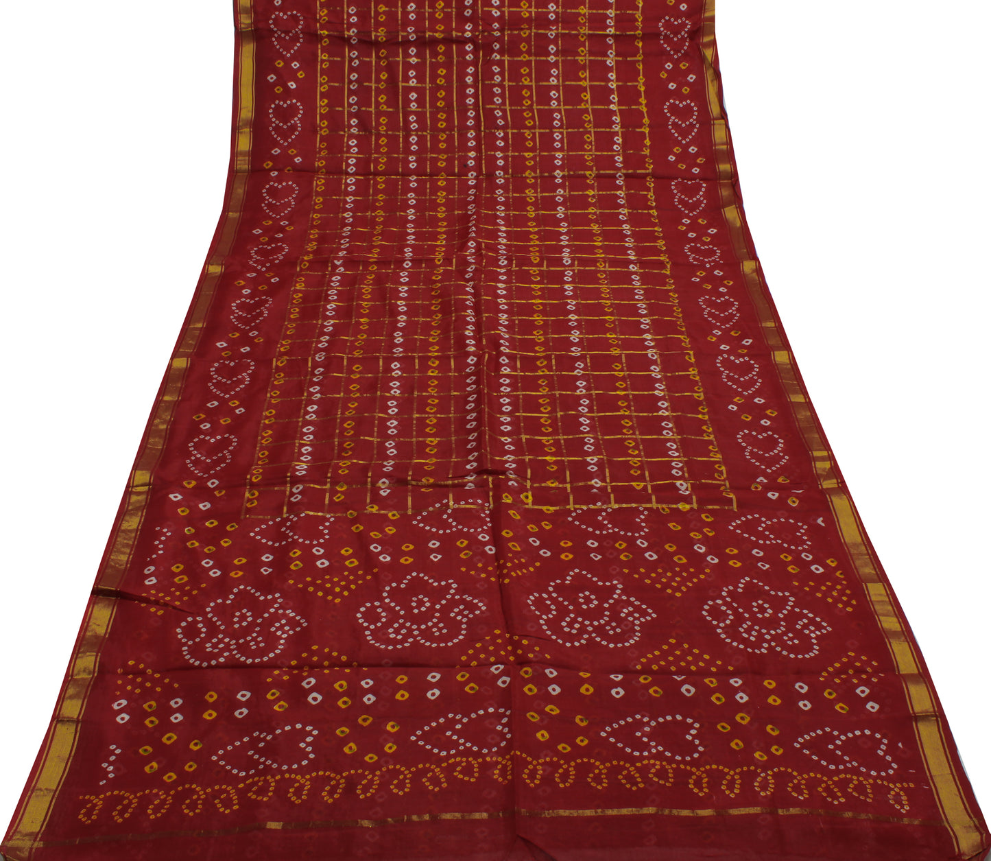 Sushila Vintage Maroon Saree Pure Georgette Silk Bandhani Printed Sari Fabric