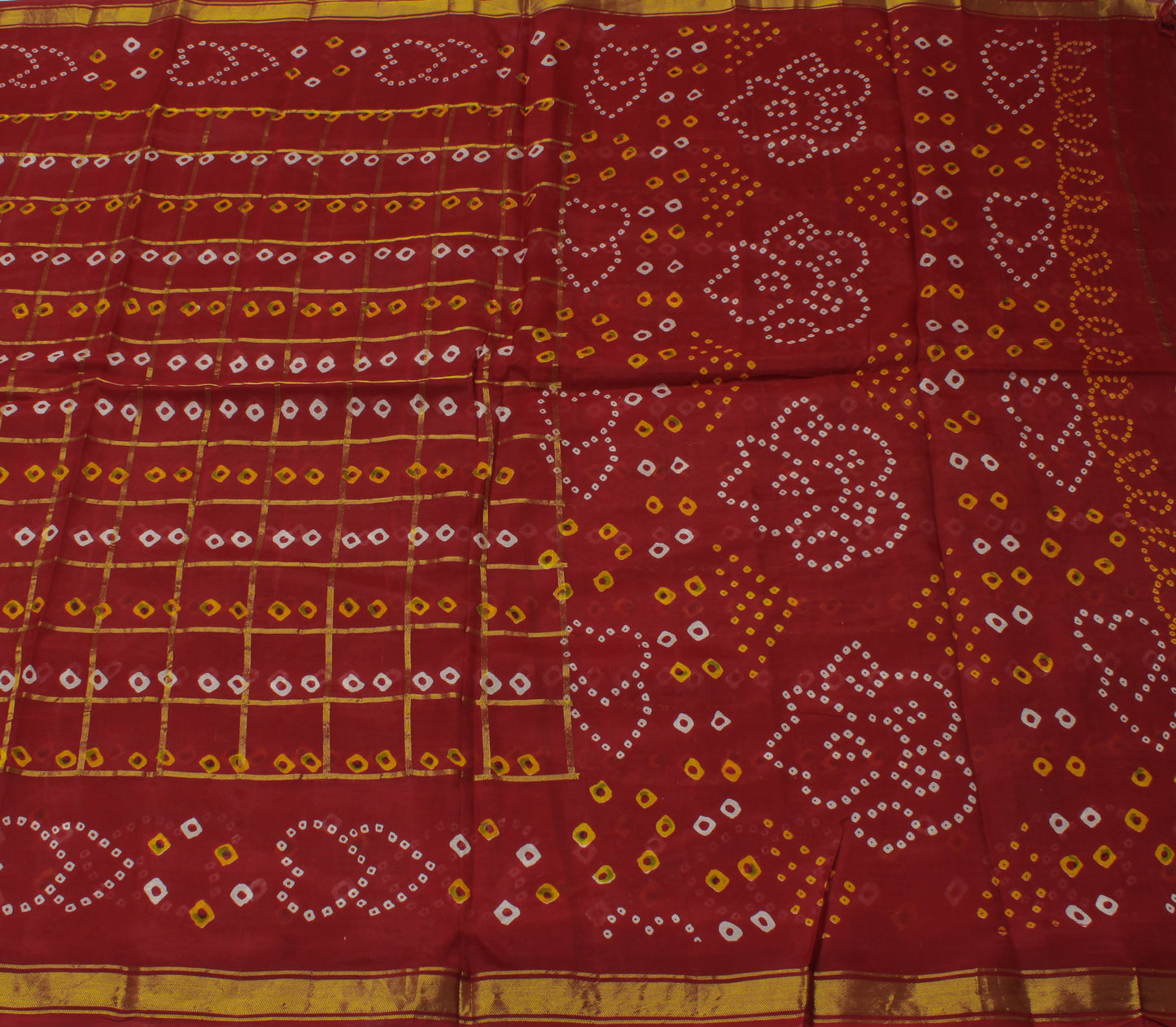 Sushila Vintage Maroon Saree Pure Georgette Silk Bandhani Printed Sari Fabric