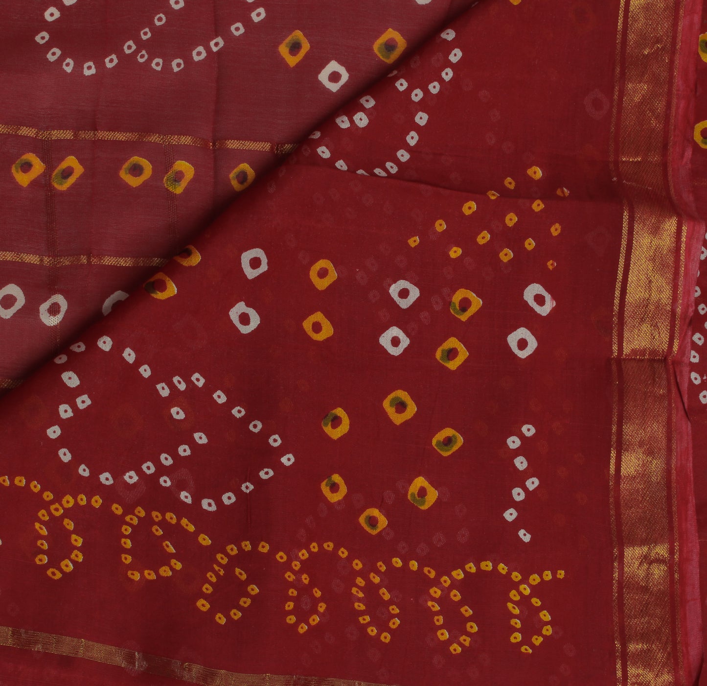 Sushila Vintage Maroon Saree Pure Georgette Silk Bandhani Printed Sari Fabric