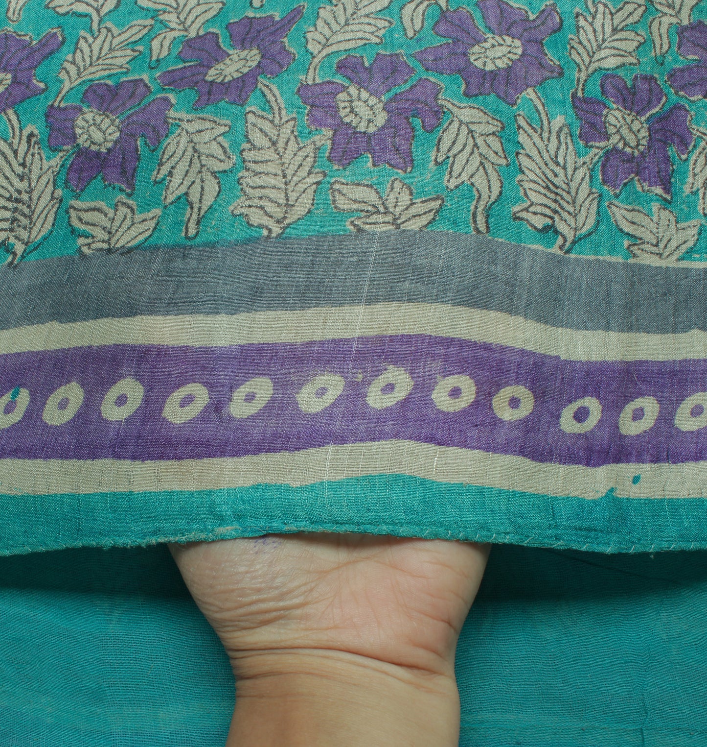 Sushila Vintage Blue Indian Saree 100% Pure Silk Printed Floral Sari Fabric