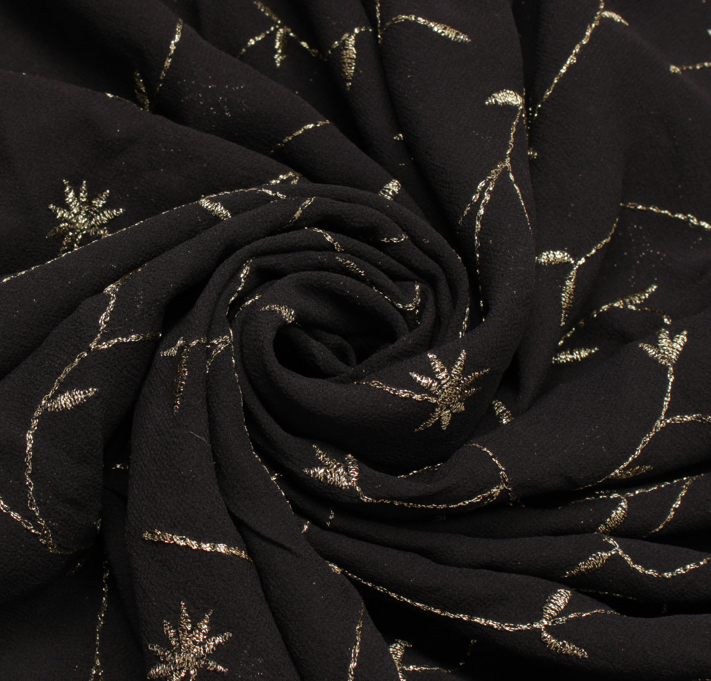 Sushila Vintage Black Saree Pure Georgette Silk Embroidered Floral Sari Fabric