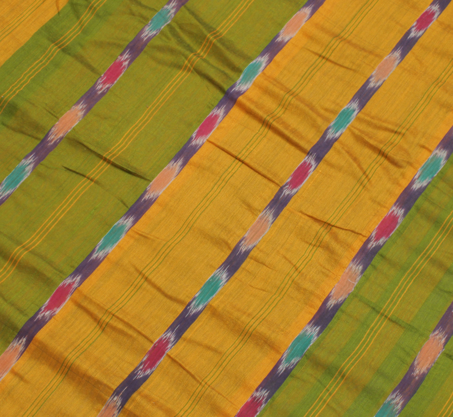 Sushila Vintage Saree Bend Cotton Hand Woven Ikat Patola Sari Craft Fabric