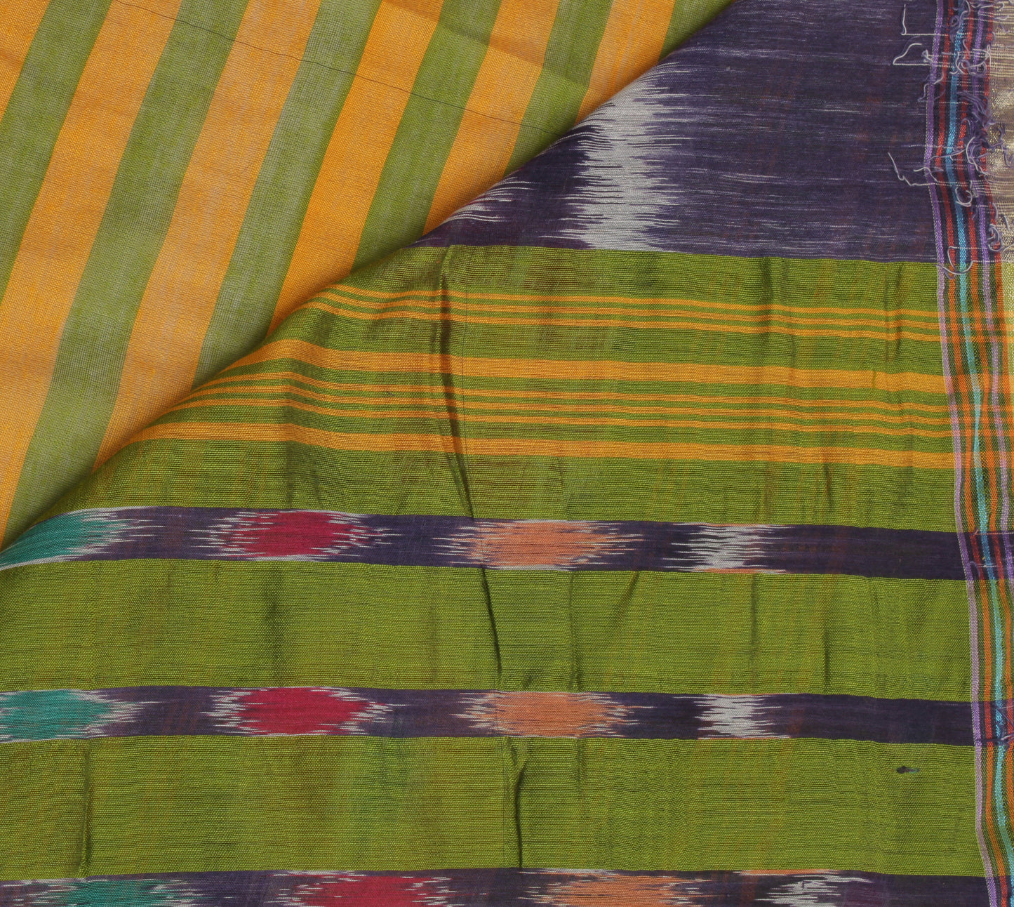 Sushila Vintage Saree Bend Cotton Hand Woven Ikat Patola Sari Craft Fabric