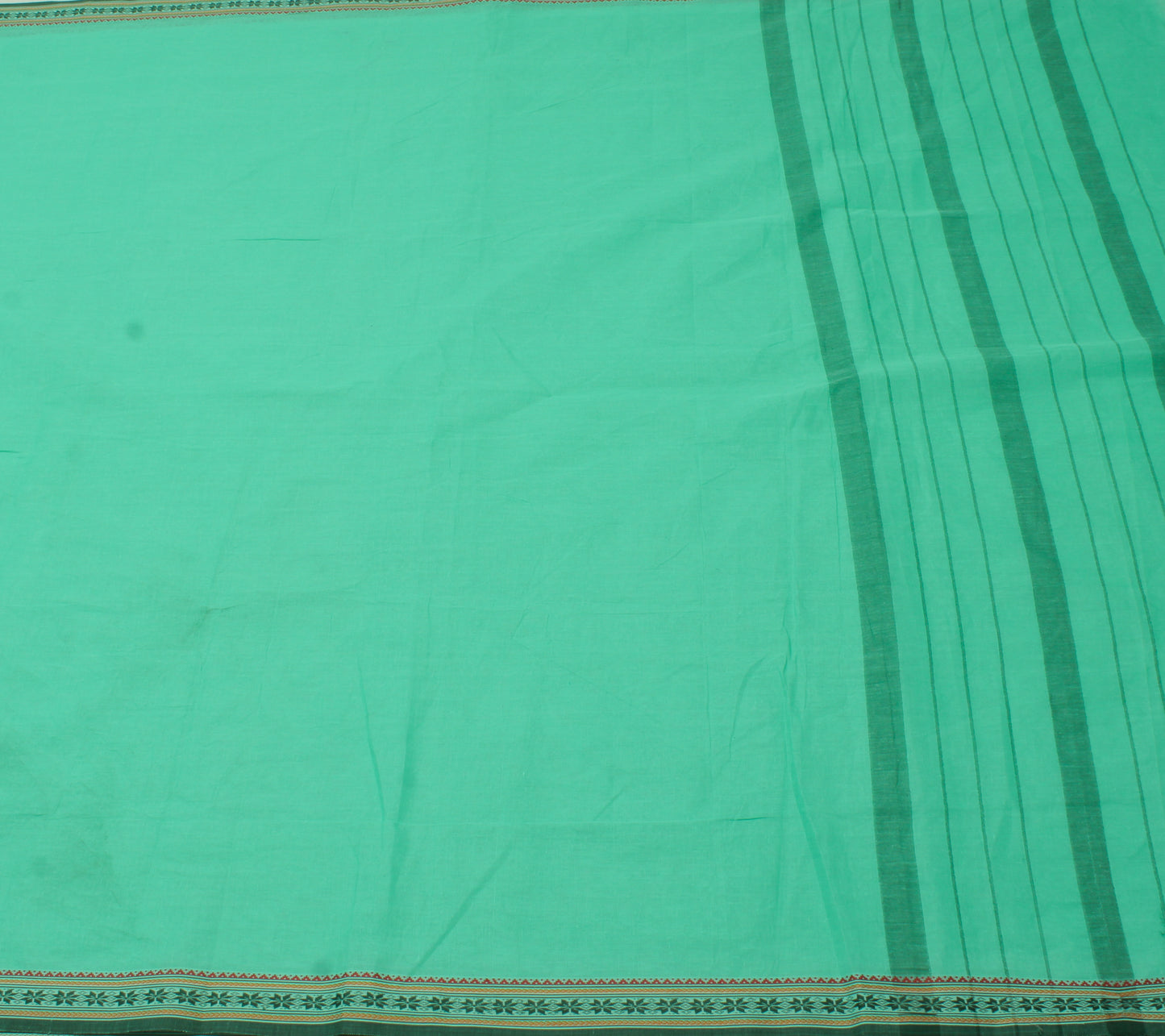 Sushila Vintage Aqua Green Saree 100% Pure Cotton Woven Sari Craft 5 Yard Fabric