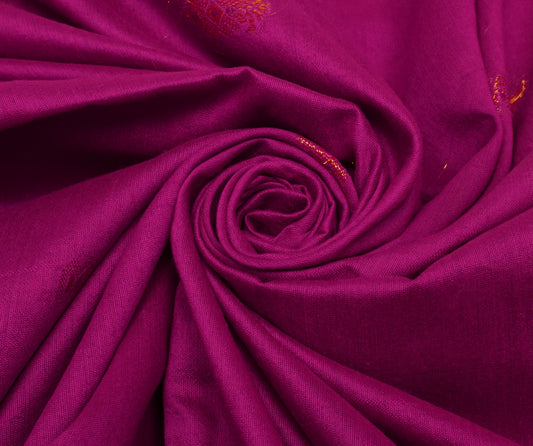 Sushila Vintage Magenta Saree Blend Cotton Zari Woven Floral Sari 5 Yard Fabric