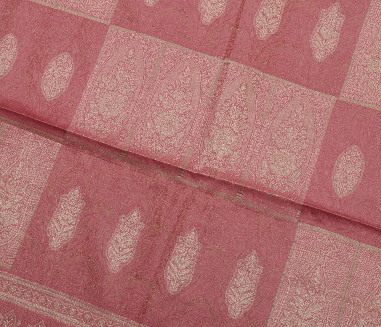 Sushila Vintage Indian Pink Saree 100% Pure Silk Woven 5 Yard Sari Craft Fabric