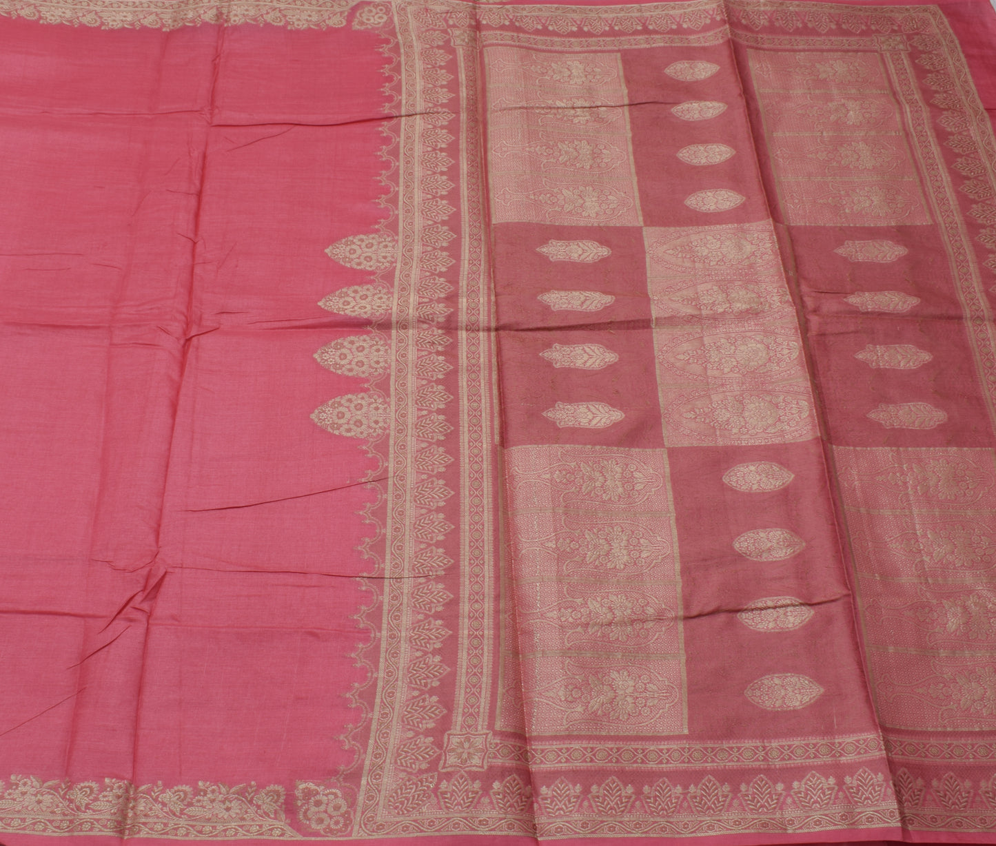 Sushila Vintage Indian Pink Saree 100% Pure Silk Woven 5 Yard Sari Craft Fabric