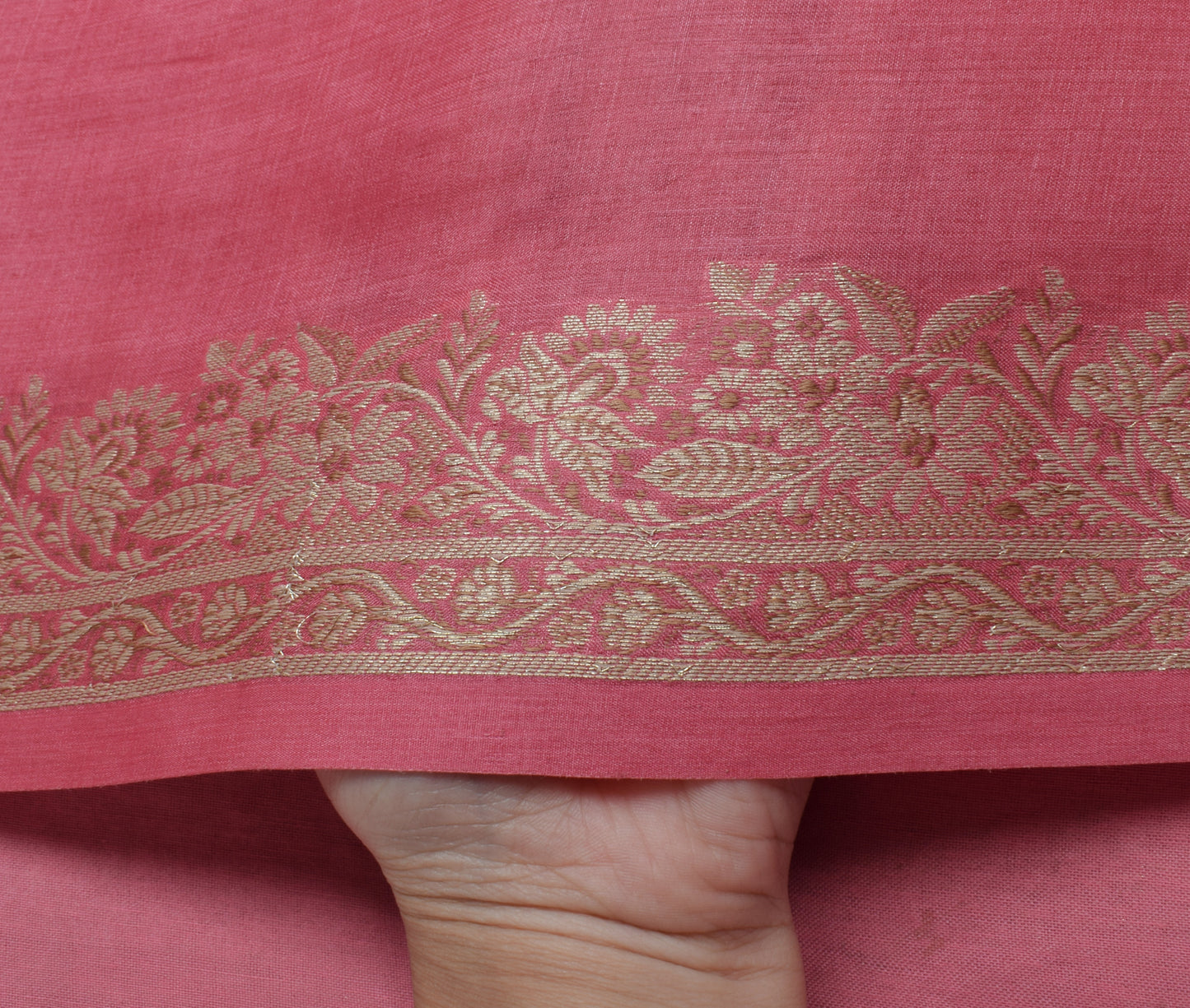 Sushila Vintage Indian Pink Saree 100% Pure Silk Woven 5 Yard Sari Craft Fabric