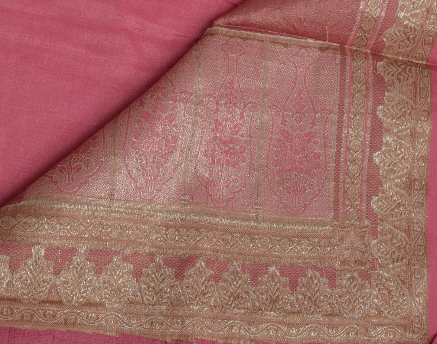 Sushila Vintage Indian Pink Saree 100% Pure Silk Woven 5 Yard Sari Craft Fabric