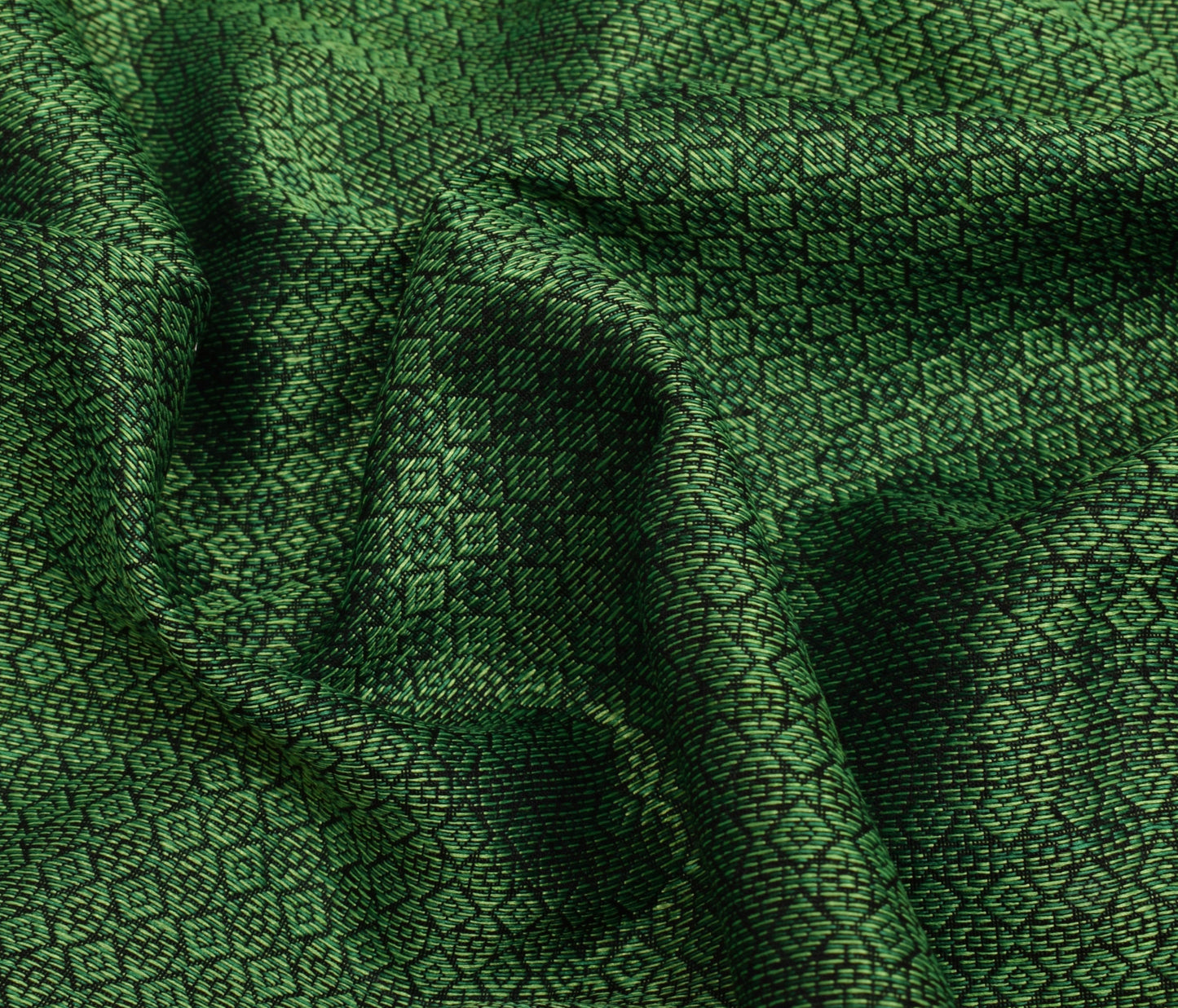 Sushila Vintage Indian Green Saree Blend Silk Woven 5 Yard Sari Craft Fabric