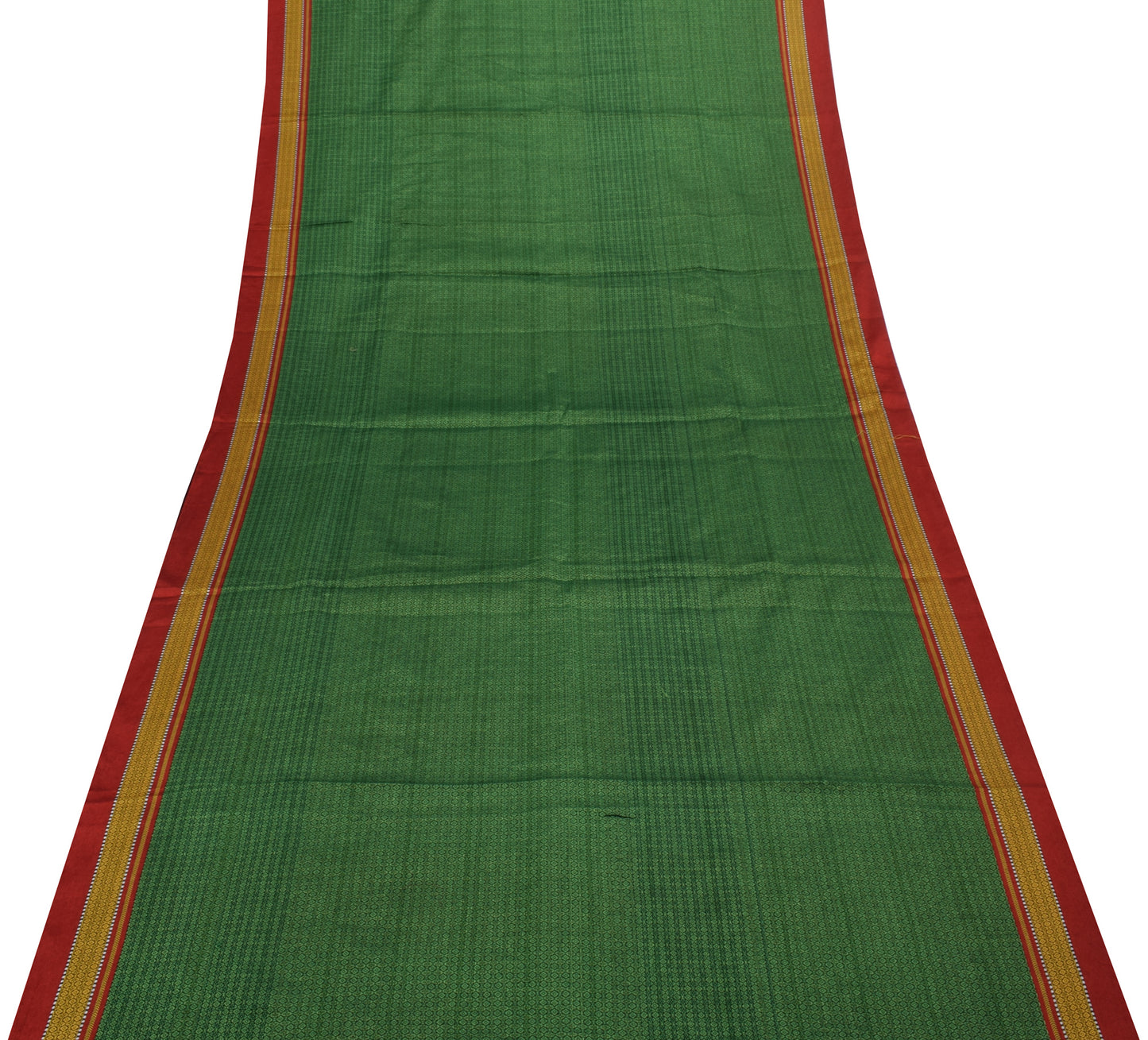 Sushila Vintage Indian Green Saree Blend Silk Woven 5 Yard Sari Craft Fabric