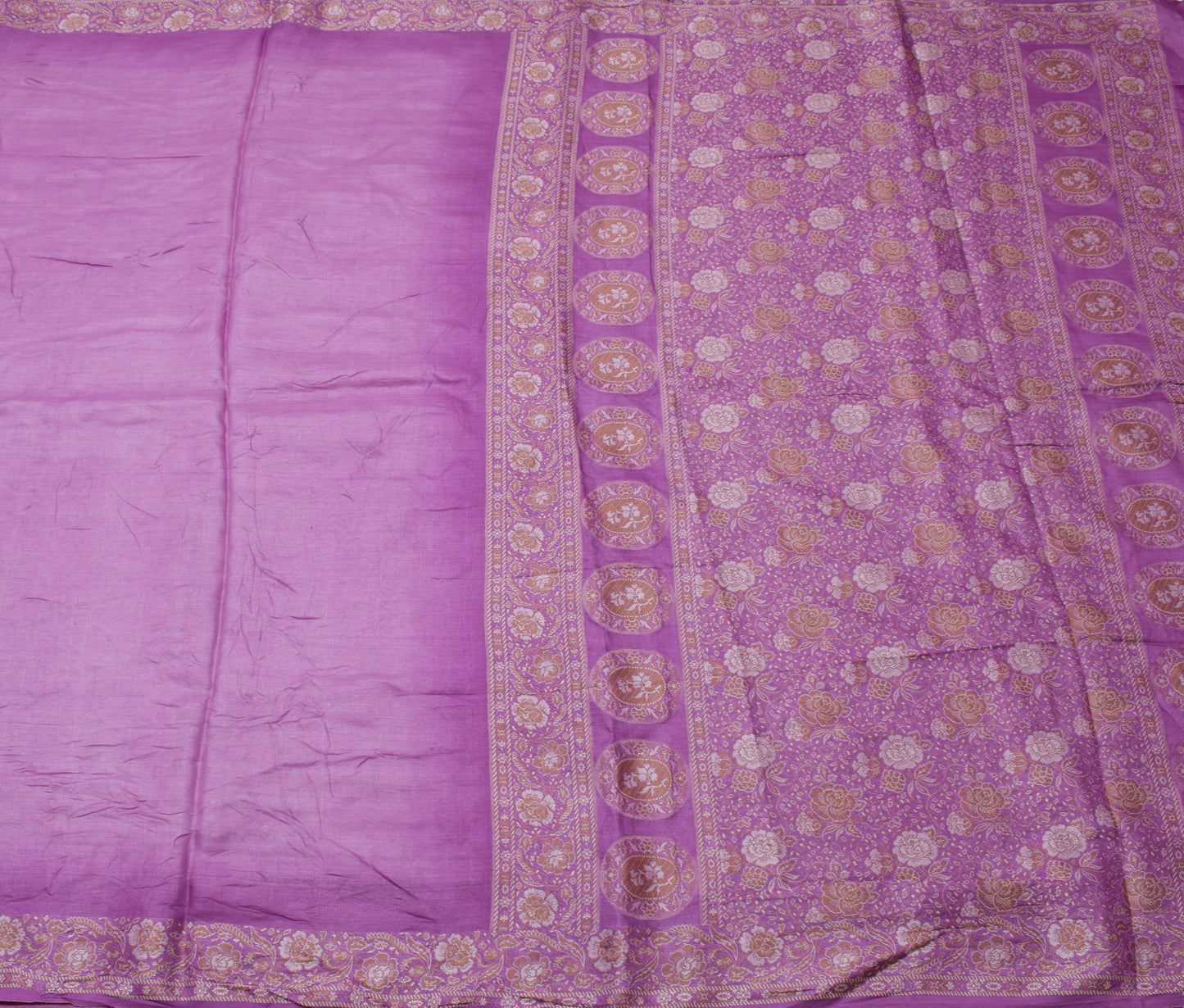 Sushila Vintage Purple Indian Saree 100% Pure Silk Woven Soft Sari Fabric