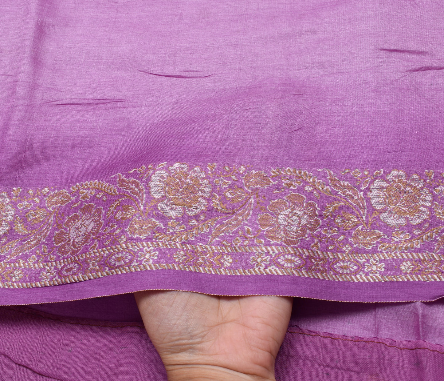 Sushila Vintage Purple Indian Saree 100% Pure Silk Woven Soft Sari Fabric