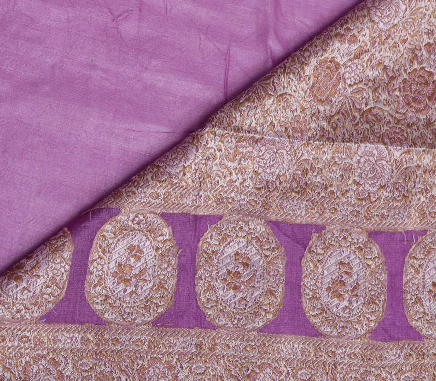 Sushila Vintage Purple Indian Saree 100% Pure Silk Woven Soft Sari Fabric