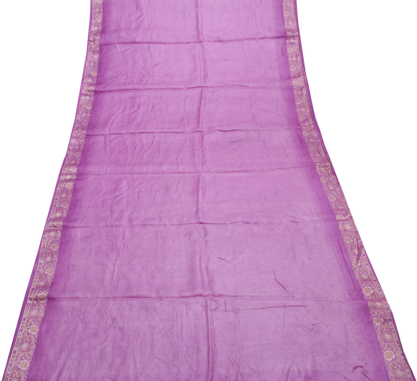 Sushila Vintage Purple Indian Saree 100% Pure Silk Woven Soft Sari Fabric