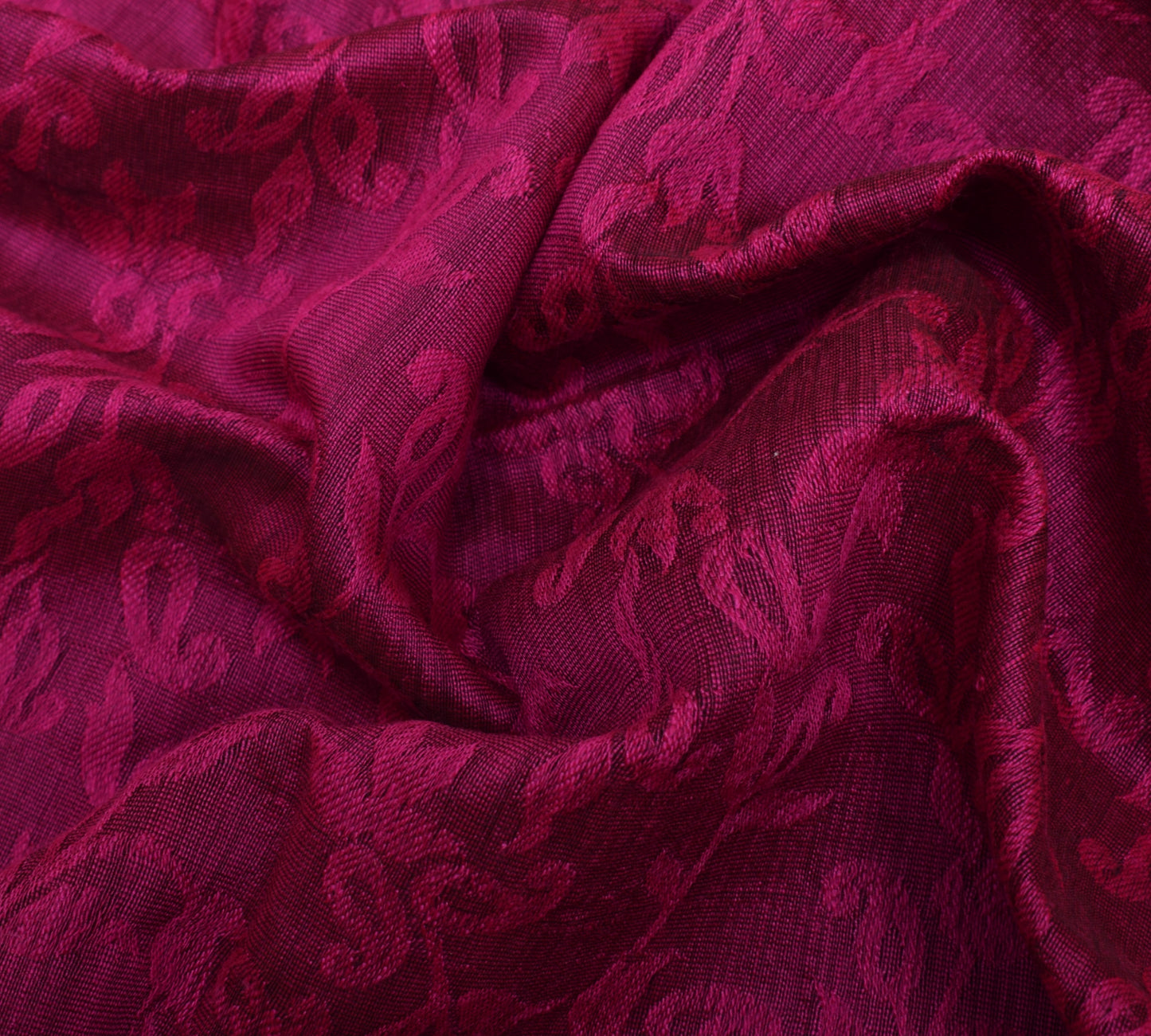 Sushila Vintage Magenta Saree Blend Silk All Over Woven Floral Sari Craft Fabric