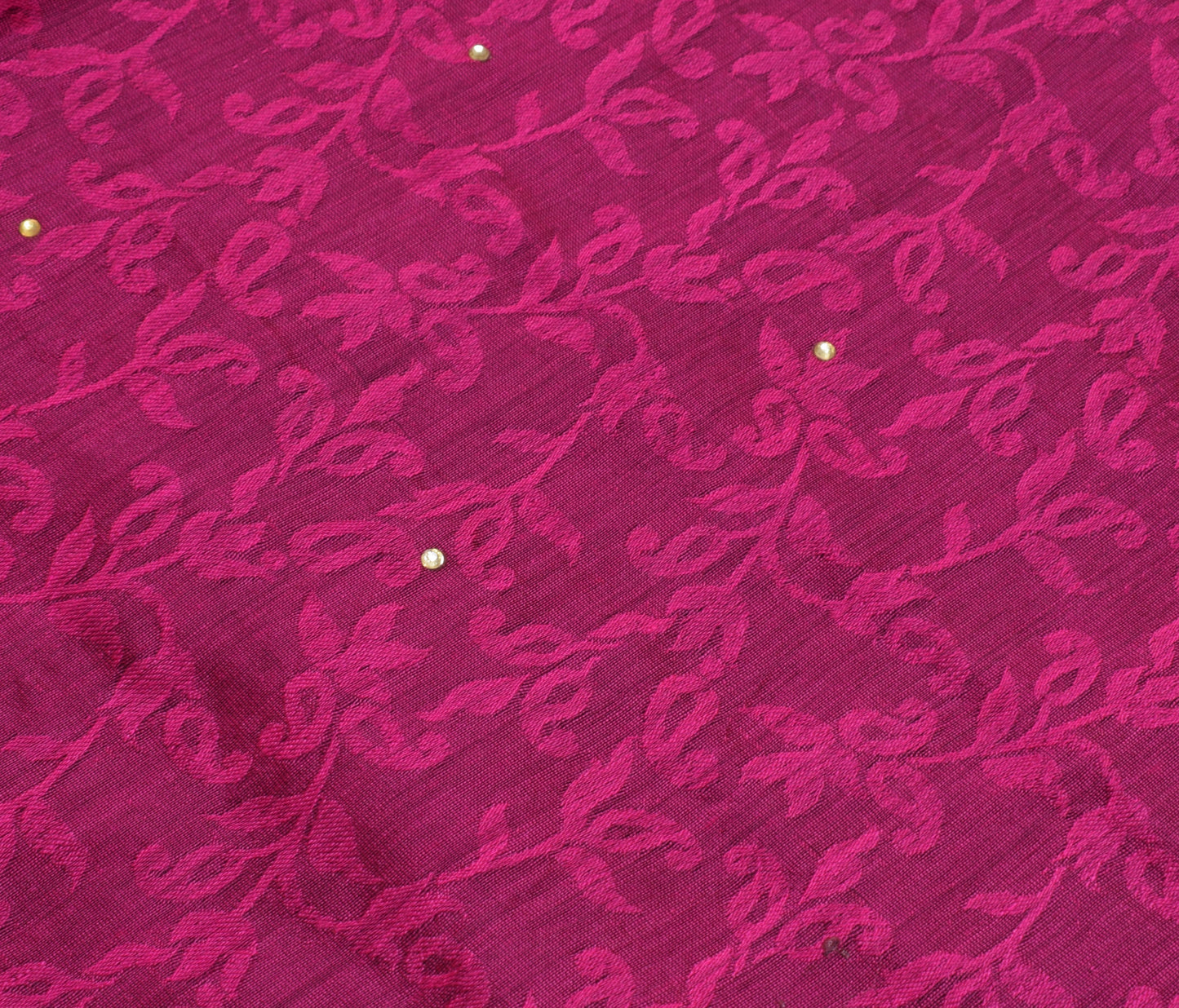 Sushila Vintage Magenta Saree Blend Silk All Over Woven Floral Sari Craft Fabric