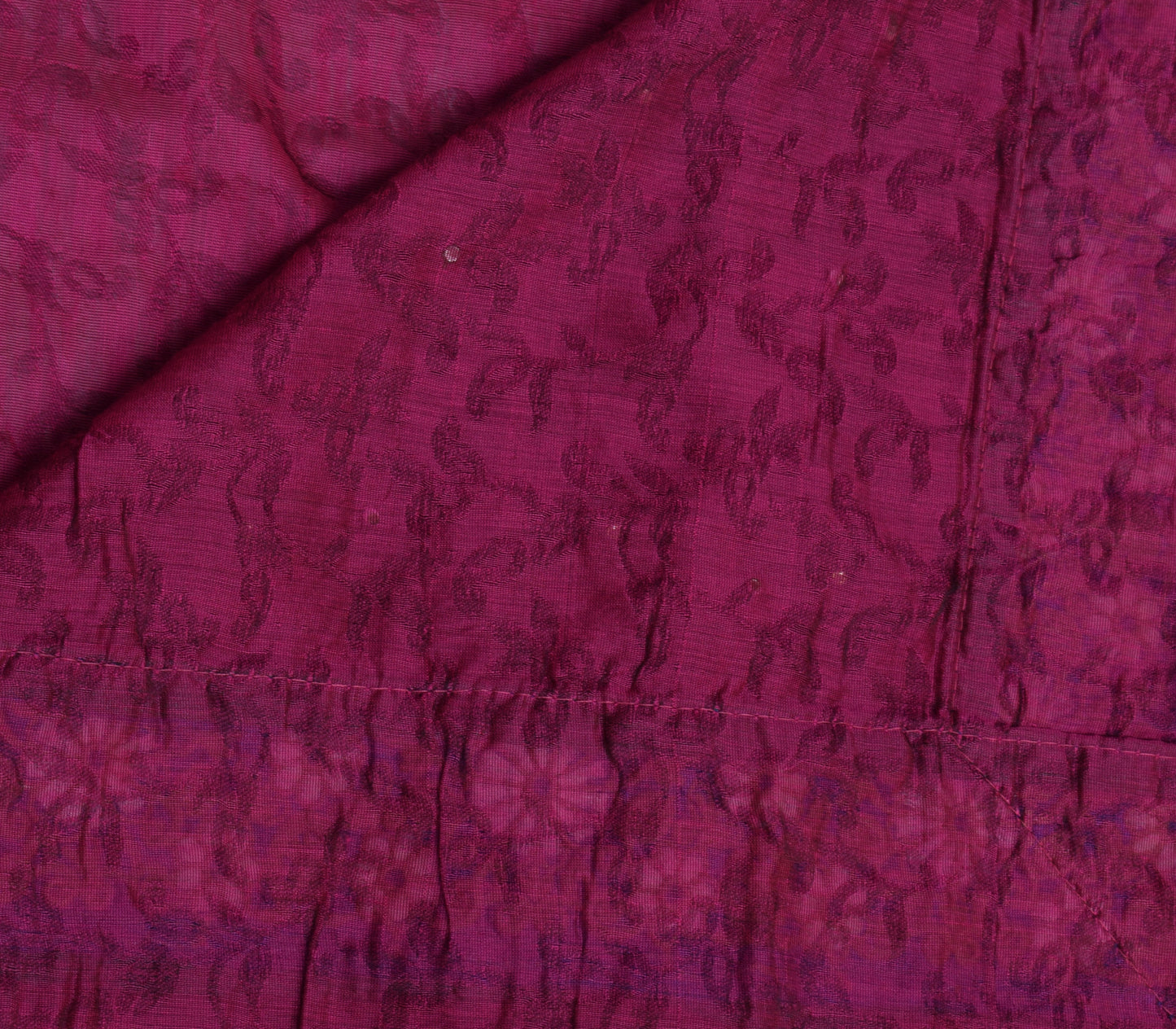 Sushila Vintage Magenta Saree Blend Silk All Over Woven Floral Sari Craft Fabric