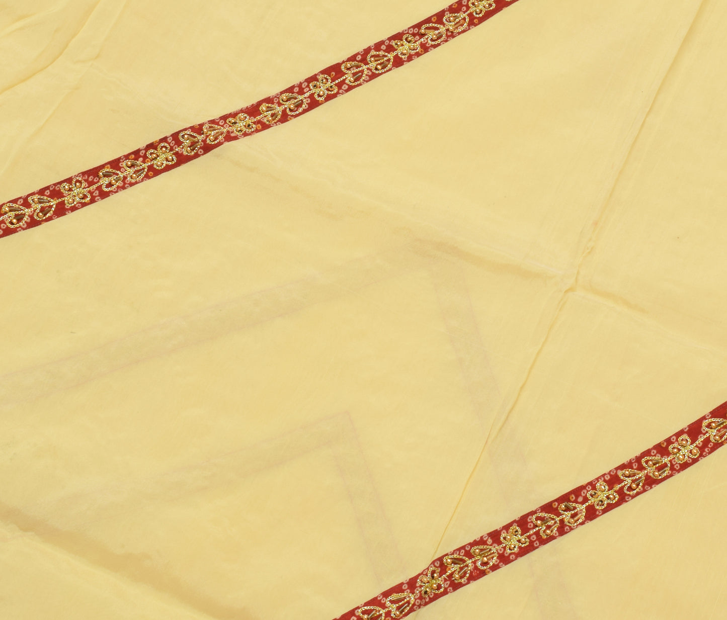 Sushila Vintage Indian Cream Saree Blend Silk Woven Sari Craft 5 Yard Fabric