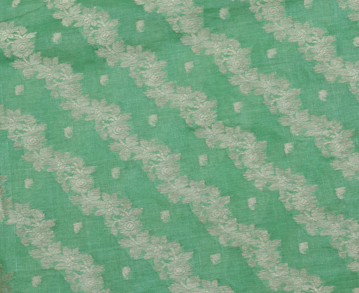 Sushila Vintage Aqua Green Saree Pure Silk Woven Floral Sari Craft 5 YD Fabric