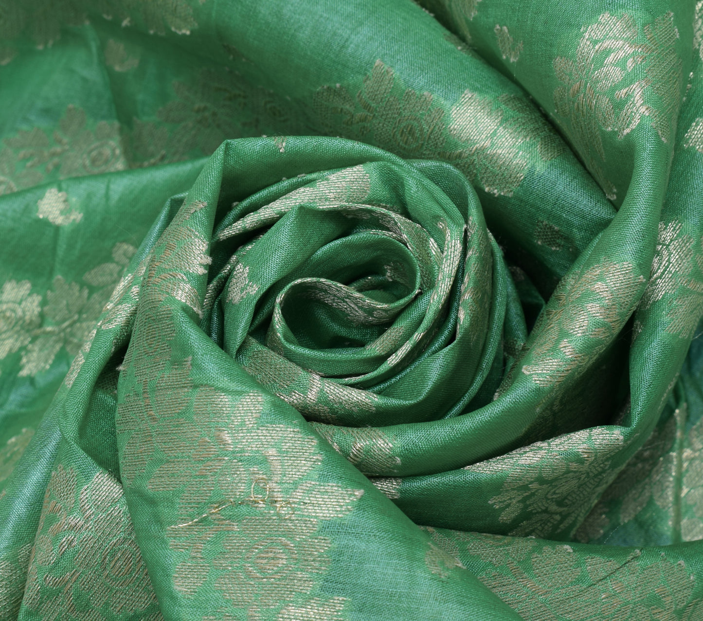 Sushila Vintage Aqua Green Saree Pure Silk Woven Floral Sari Craft 5 YD Fabric