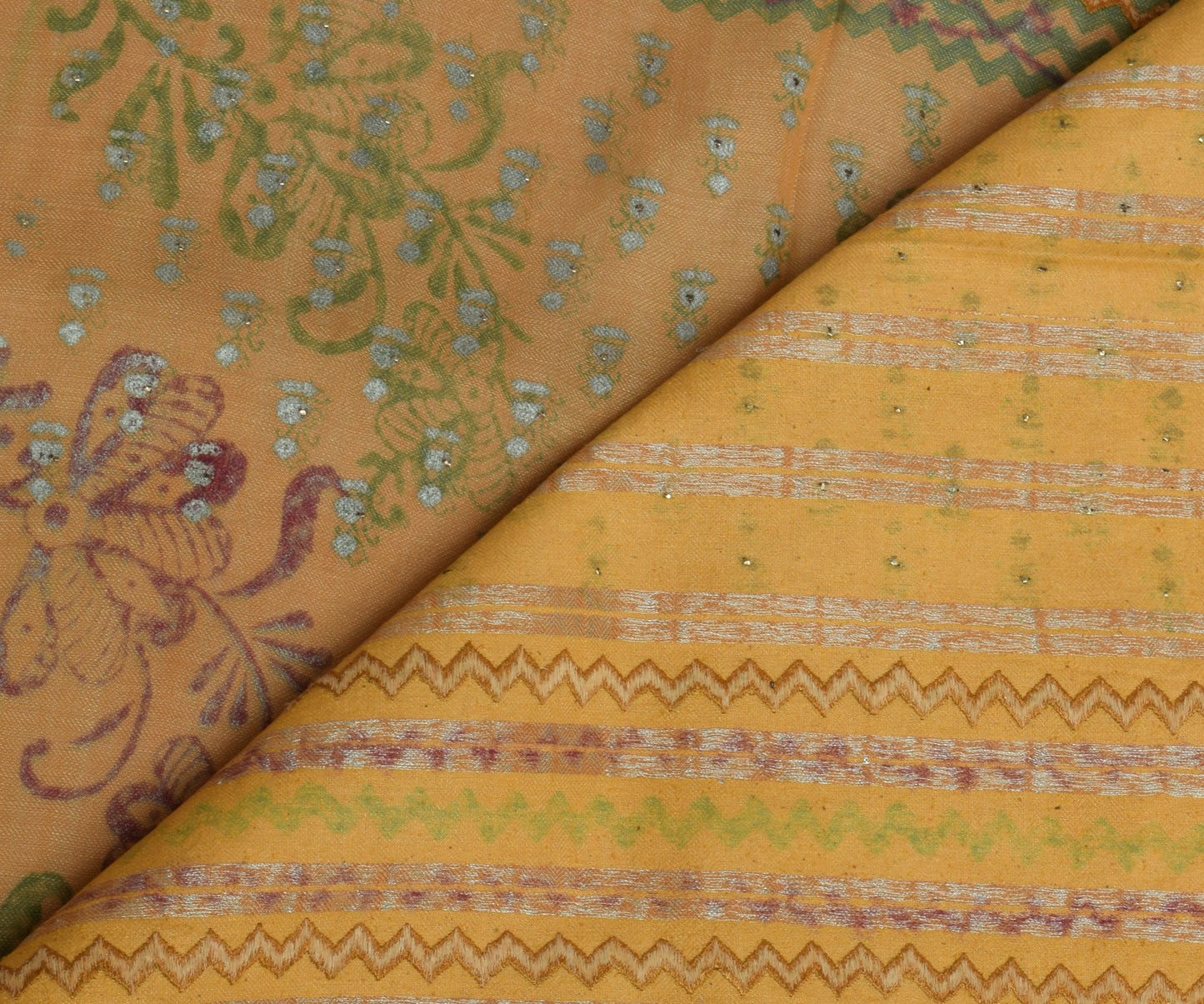 Sushila Vintage Brown Saree Pure Woolen Woven & Printed Sari Craft 5 YD Fabric