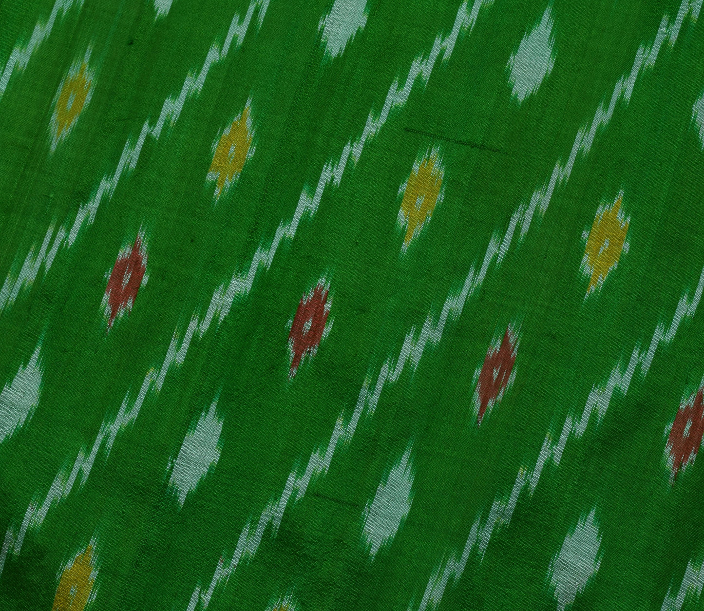 Sushila Vintage Green Saree Pure Silk Hand Woven Ikat Patola Sari Craft Fabric