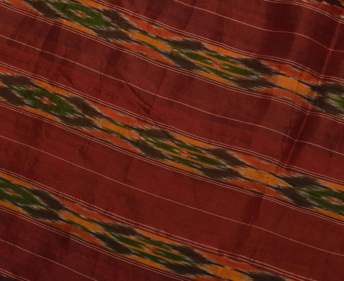 Sushila Vintage Indian Saree Pure Silk Hand Woven Ikat Patola Sari Craft Fabric