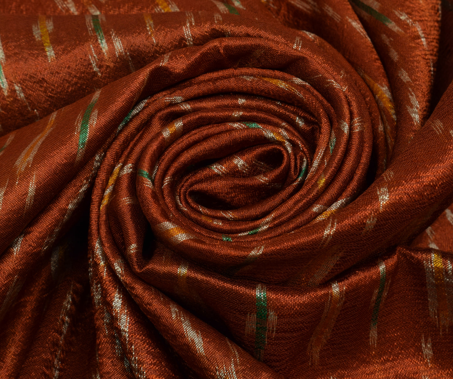 Sushila Vintage Rust Saree Pure Silk Hand Woven Ikat Patola Sari Craft Fabric