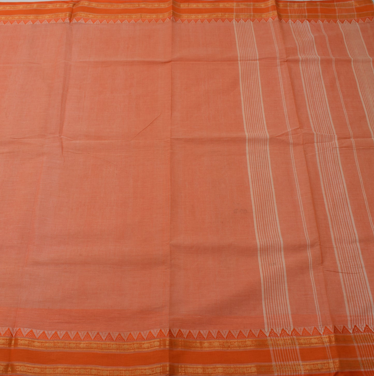 Sushila Vintage Peach Saree 100% Pure Cotton Woven 5 Yard Sari Craft Fabric