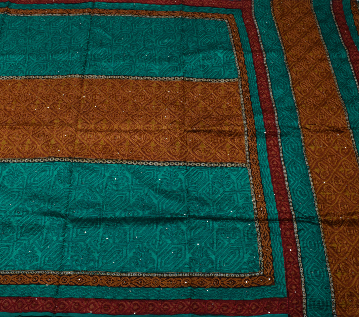 Sushila Vintage Indian Saree 100% Pure Silk Embroidered Sari Craft 5 Yard Fabric