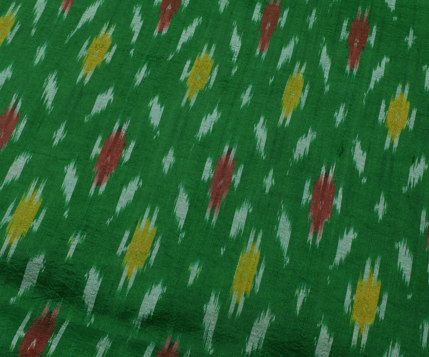 Sushila Vintage Green Saree Pure Silk Hand Woven Ikat Patola Sari Craft Fabric