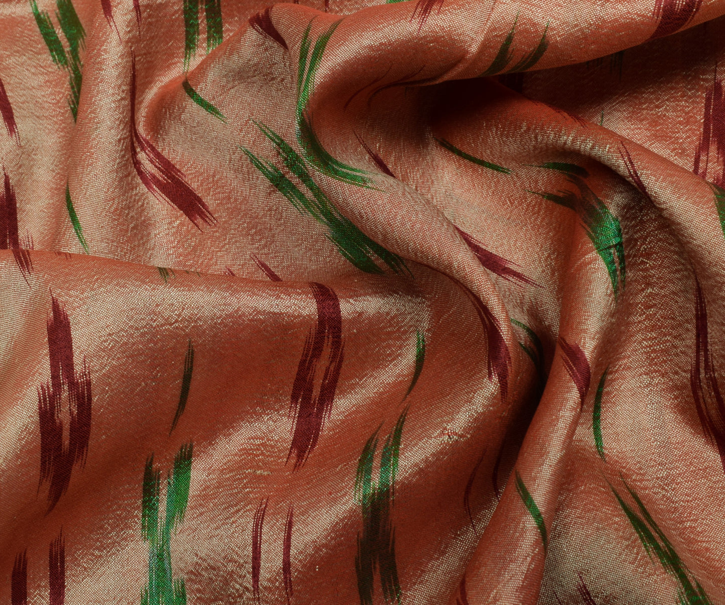 Sushila Vintage Peach Saree Pure Silk Hand Woven Ikat Patola Sari Craft Fabric