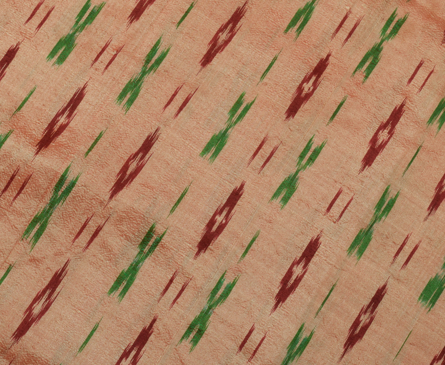 Sushila Vintage Peach Saree Pure Silk Hand Woven Ikat Patola Sari Craft Fabric