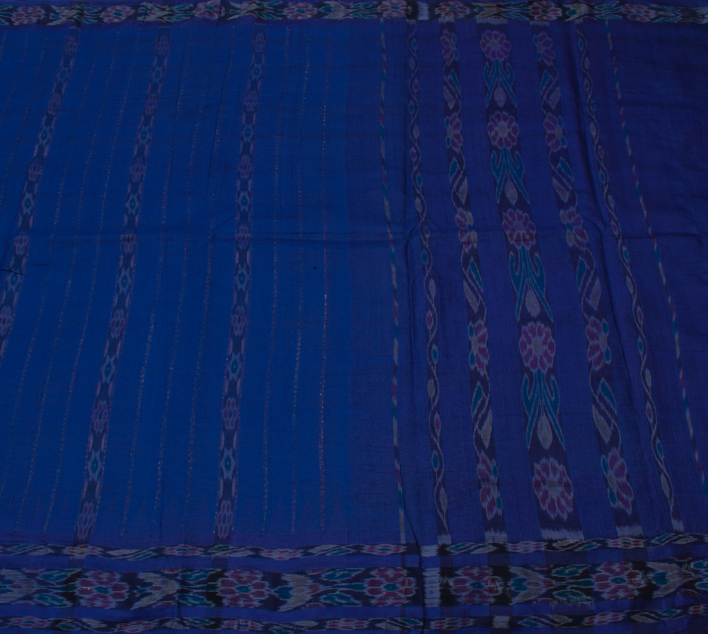 Sushila Vintage Blue Saree  Pure Silk Hand Woven Ikat Patola Sari Craft Fabric