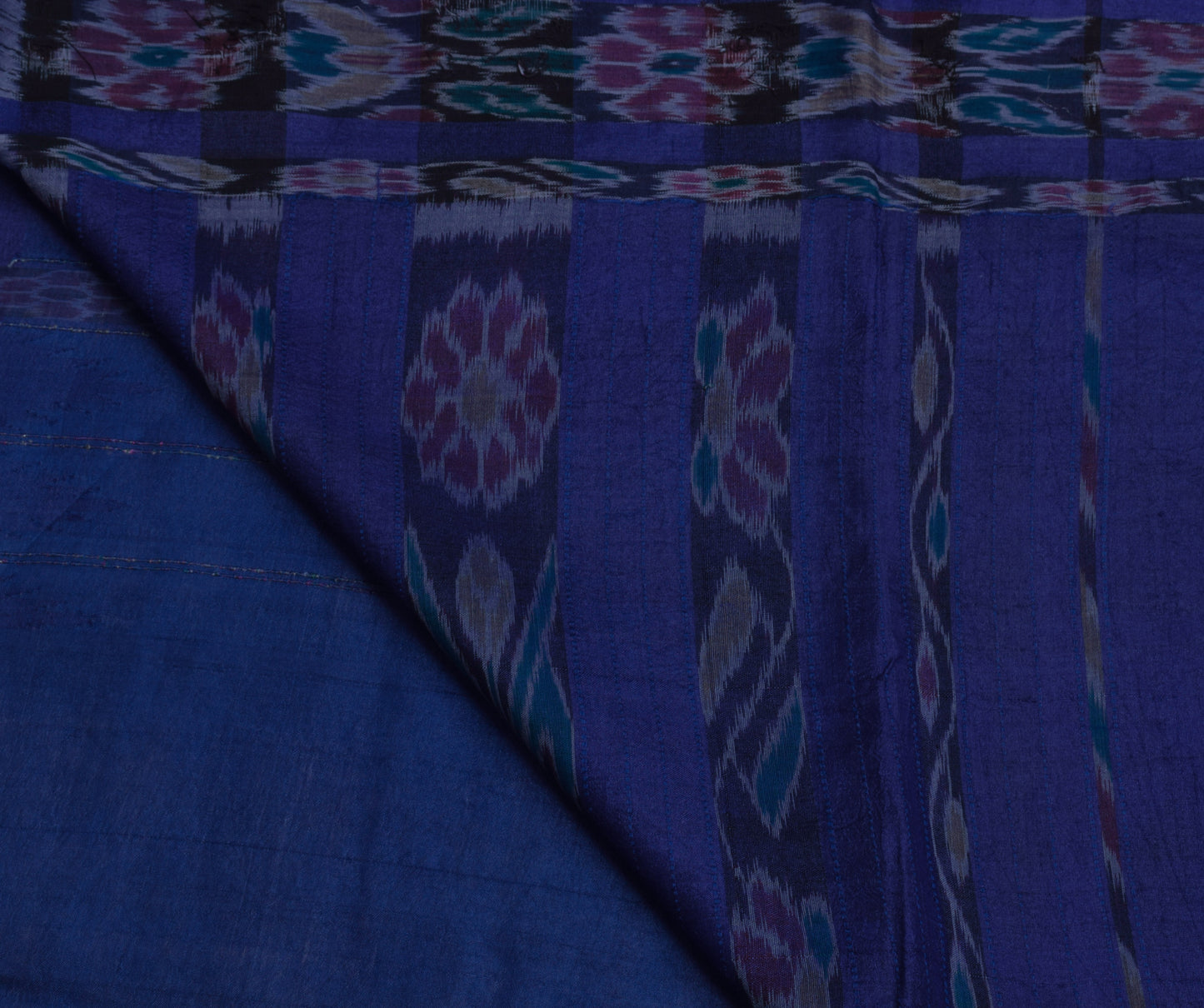 Sushila Vintage Blue Saree  Pure Silk Hand Woven Ikat Patola Sari Craft Fabric