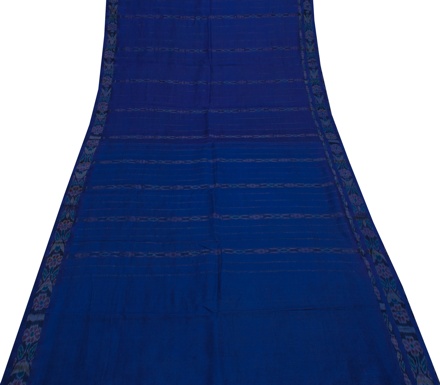 Sushila Vintage Blue Saree  Pure Silk Hand Woven Ikat Patola Sari Craft Fabric