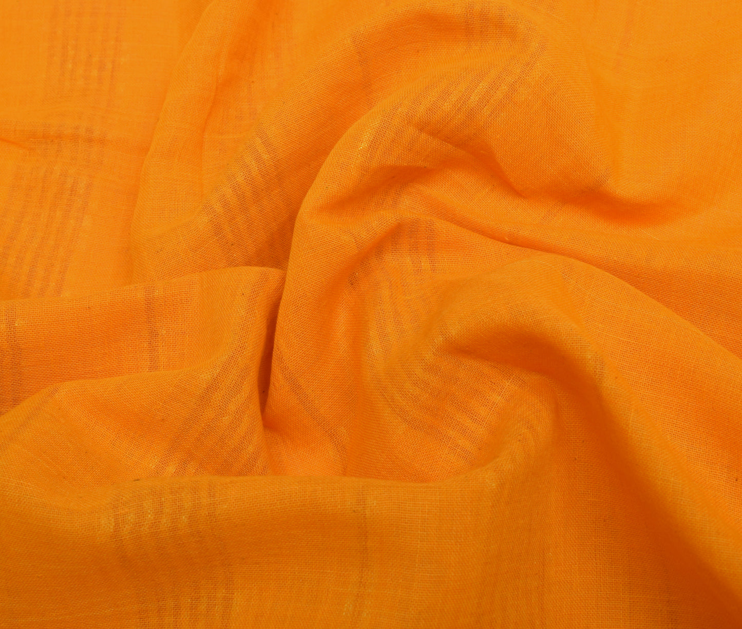 Sushila Vintage Orange Indian Saree 100% Pure Cotton 5 Yard Sari Craft Fabric