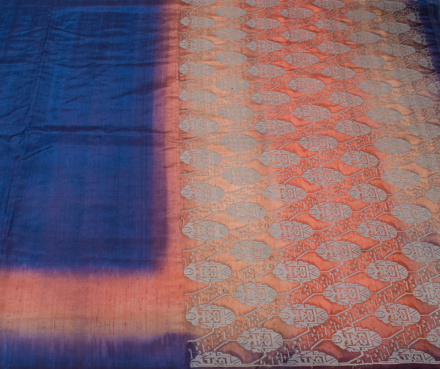 Sushila Vintage Blue Indian Saree 100% Pure Silk Woven 5 Yard Sari Craft Fabric